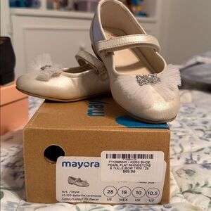 Mayoral Cream Toddler Girl Dress Shoes